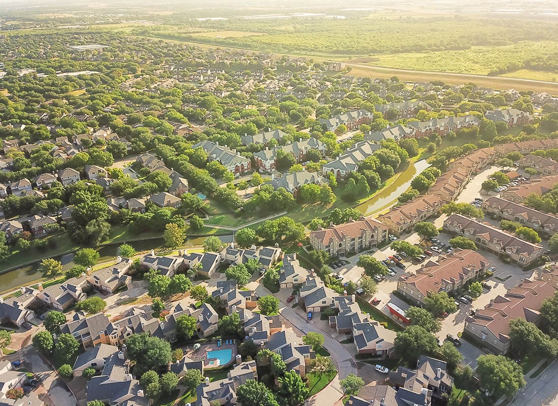 Archbold, OH - Aerial View of Residential Homes in Texas on a Sunny Day.